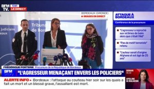 Attaque au couteau à Bordeaux: "Le policier a fait feu alors que l'assaillant lui faisait face arme à la main" détaille la procureure de la République de Bordeaux