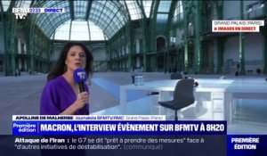 À quelques minutes de l'interview d'Emmanuel Macron, Apolline de Malherbe nous montre le plateau au Grand Palais