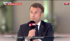 Iran/Israël: "Nous avons fait décoller nos avions et nous avons intercepté ce que nous devions intercepter" assure Emmanuel Macron