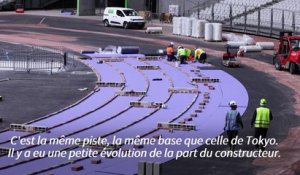 JO-2024: la piste d'athlétisme s'habille de violet