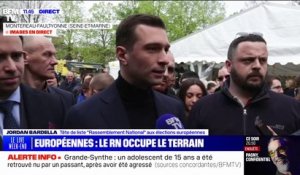 "Notre pire adversaire, c'est l'abstention": Jordan Bardella fait campagne ce matin à la foire de la Saint-Parfait à Montereau-Fault-Yonne en Seine-et-Marne
