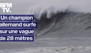 Un champion allemand surfe sur une vague de 28 mètres