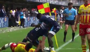 TOP 14 - Essai de Nico Janse VAN RENSBURG (MHR) - Montpellier Hérault Rugby - USA Perpignan