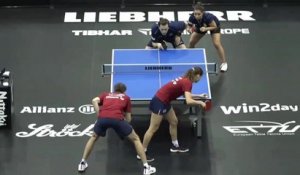 la défaite de la paire Rolland/Lutz en double mixte - Tennis de table - Championnats d'Europe