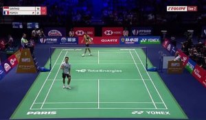 Le cordage de sa raquette éclaté, Ginting concède le point à Popov - Badminton