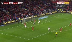 Le but macédonien suite à la glissade du gardien gallois - Foot - Qualif. Coupe du monde - Macédoine du Nord