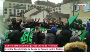 Les Ultras de Montreuil mettent l’ambiance avant le 16e de finale de Coupe de France contre Amiens - Foot - Coupe de France