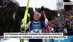Doublé français sur l'individuel : Julia Simon championne olympique devant Lou Jeanmonnot - JO 2026 - Biathlon (F)