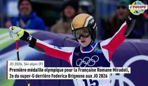 Première médaille olympique pour la Française Romane Miradoli, 2e du super-G derrière Federica Brignone - JO 2026 - Ski alpin (F)