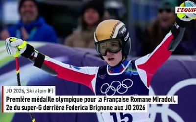 Première médaille olympique pour la Française Romane Miradoli, 2e du super-G derrière Federica Brignone - JO 2026 - Ski alpin (F)
