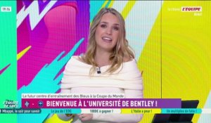 Les images de la visite de Léon Marchand aux Bleus avant leur match face au Brésil - Foot - Bleus