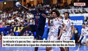 Après son match nul contre Veszprem, le PSG est éliminé de la Ligue des champions dès les 8es de finale - Hand - Ligue des Champions (H)