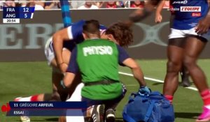 Grégoire Arfeuil marque pour les Bleus contre l'Angleterre... et sort blessé - Rugby - Amical - Bleus