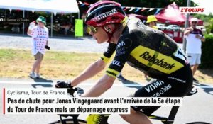 Pas de chute pour Jonas Vingegaard avant l'arrivée de la 5e étape du Tour de France mais un dépannage express - Cyclisme - Tour de France 2026