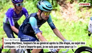 Lenny Martinez, toujours 5e au général après la 20e étape, au sujet des critiques : « C'est n'importe quoi, je ne suis pas venu pour ça ! » - Cyclisme - Tour de France 2026