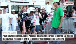Pour neuf centièmes, Tadej Pogacar déjà vainqueur sur le contre-la-montre inaugural à Monaco et enfile le premier maillot rouge de la Vuelta - Cyclisme - Vuelta