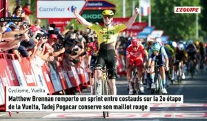Matthew Brennan remporte un sprint entre costauds sur la 2e étape de la Vuelta, Tadej Pogacar conserve son maillot rouge - Cyclisme - Vuelta