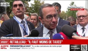 Présidentielle 2027: "Le travail doit toujours plus payer", déclare Bruno Retailleau (LR), en marge du débat au Medef