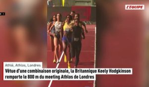 Vêtue d'une combinaison originale, la Britannique Keely Hodgkinson remporte le 800 m du meeting Athlos de Londres - Athlé