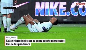 Kylian Mbappé se blesse au genou gauche en marquant lors de Turquie-France - Foot - Ligue des nations - Bleus