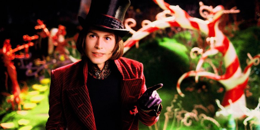 Johnny Depp en Willy Wonka dans 