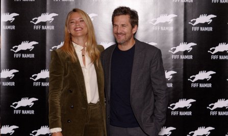 Virginie Efira et Guillaume Canet au Festival du Film de Namur, en Belgique, le 6 octobre 2021.