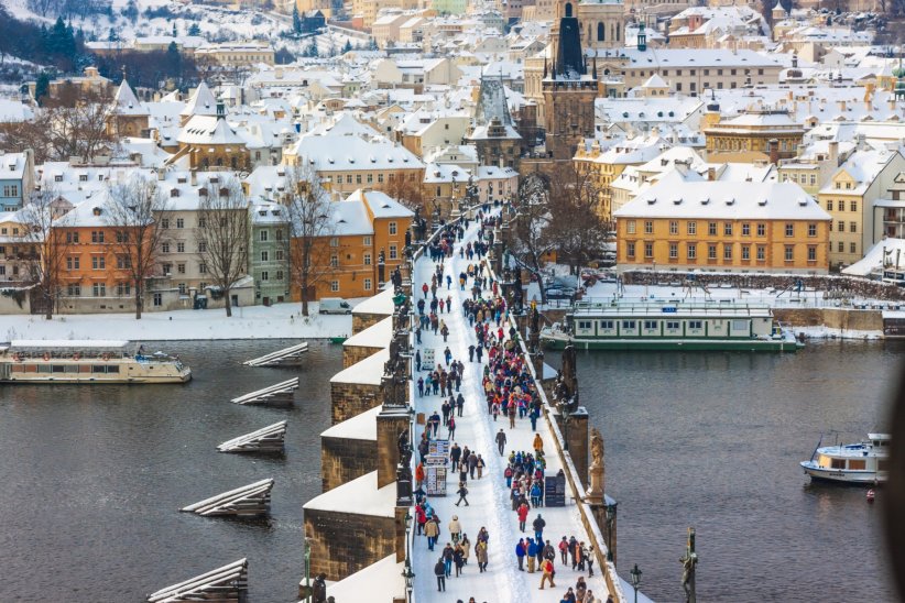Prague pour un Nouvel An sous la neige