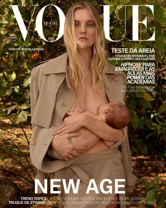 Le mannequin brésilien Caroline Trentini donne le sein à son fils en Une de l'édition de septembre du Vogue brésilien.