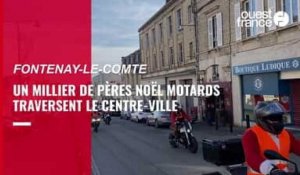 VIDÉO. Un millier de Pères Noël à motos déferlent au centre-ville de Fontenay-le-Comte