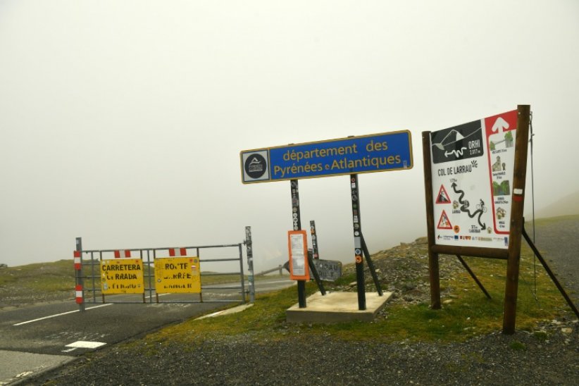 La frontière avec l'Espagne fermée à Larrau, dans les Pyrénées-Atlantiques, le 16 novembre 2022